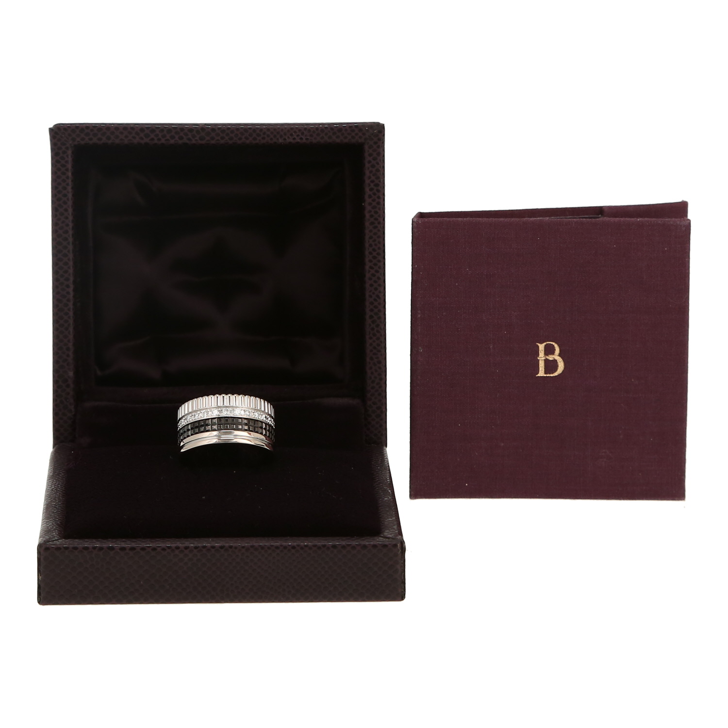 Anello Boucheron Quatre Black Edition modello grande in oro bianco, diamanti e PVD nero - Detail D2