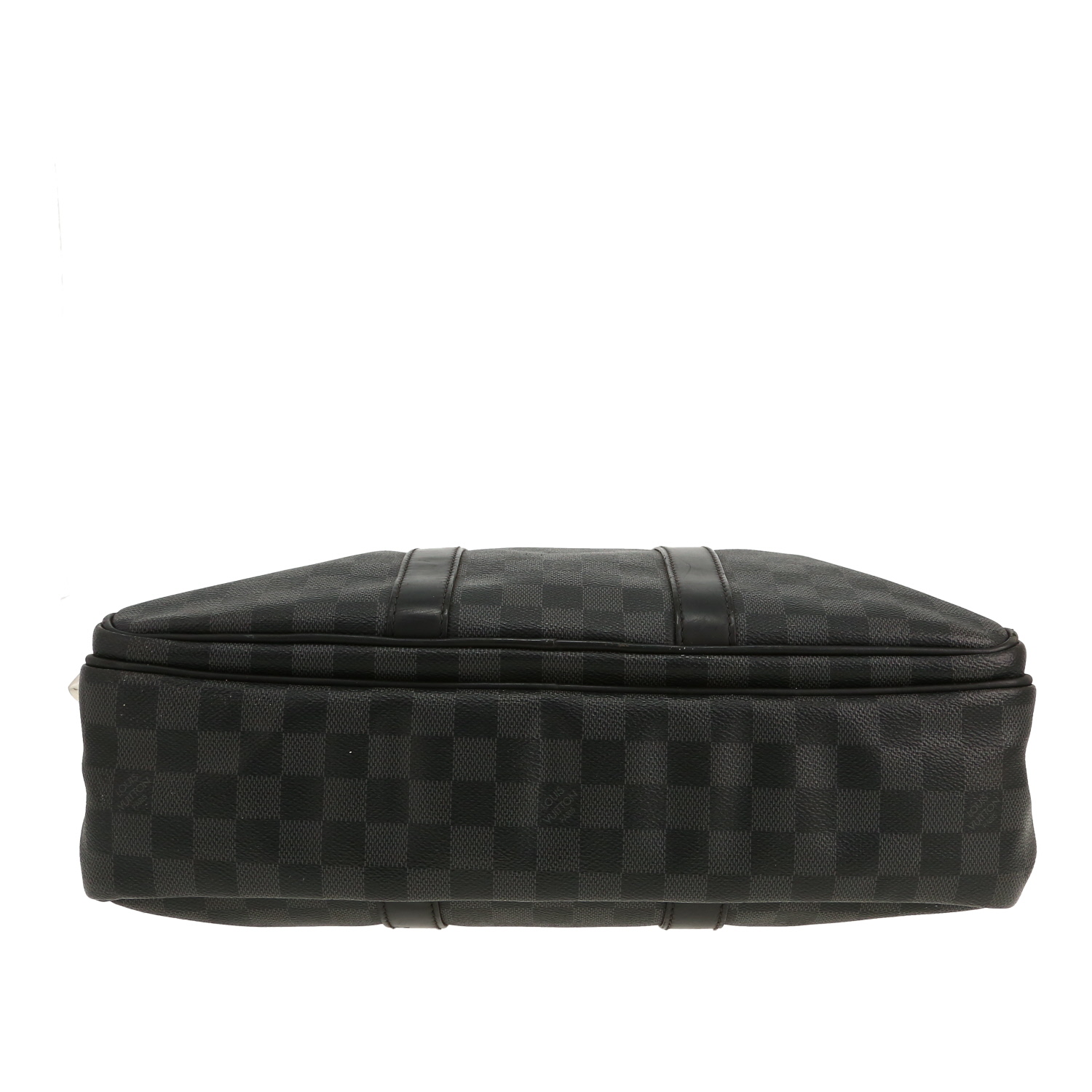 Louis Vuitton   briefcase  in grey damier canvas  and black leather - Detail D1