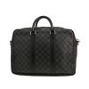 Borsa portadocumenti Louis Vuitton   in tela a scacchi grigia e pelle nera - Detail D4 thumbnail