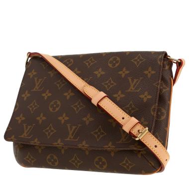 Sac bandoulière Louis Vuitton  Musette Tango en toile monogram marron et cuir naturel
