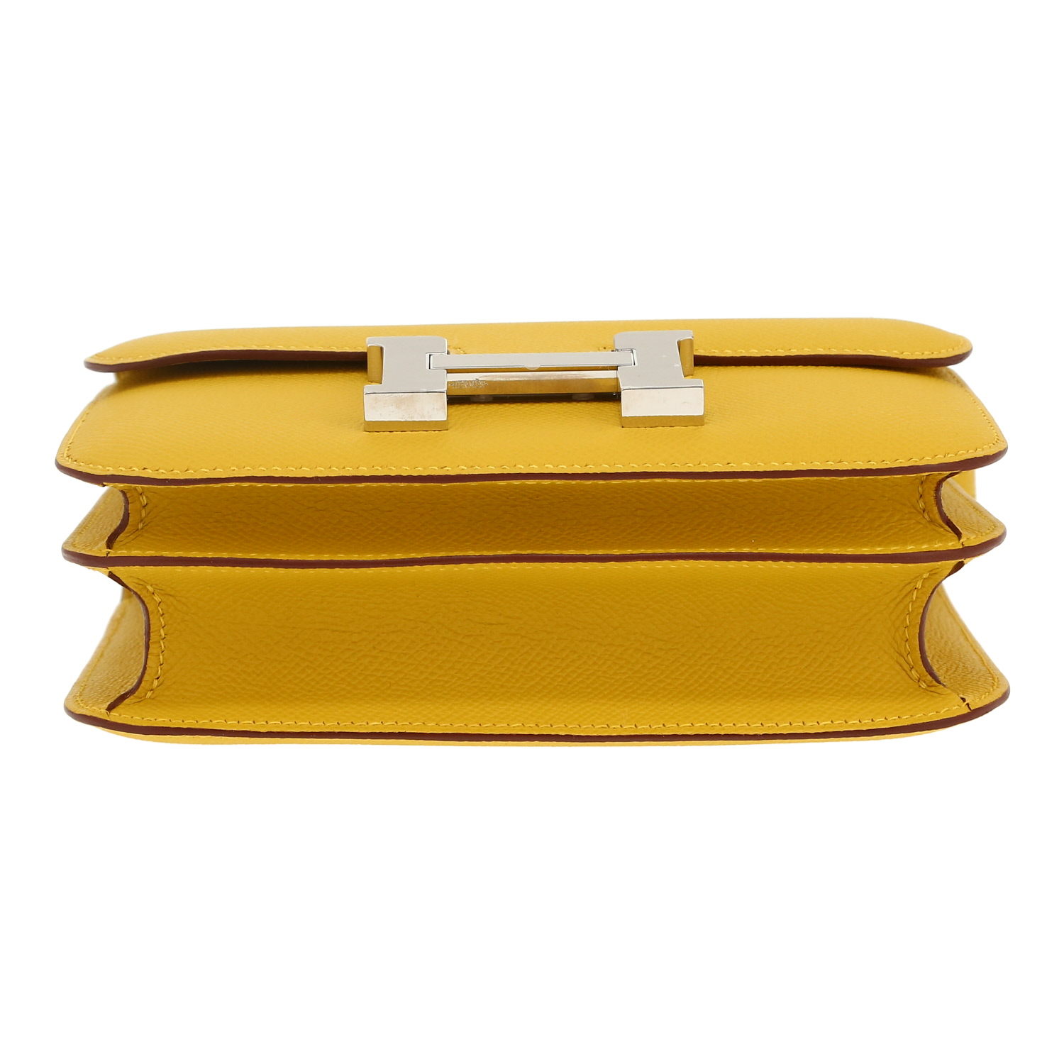 Hermès  Constance mini  handbag  in yellow epsom leather - Detail D1