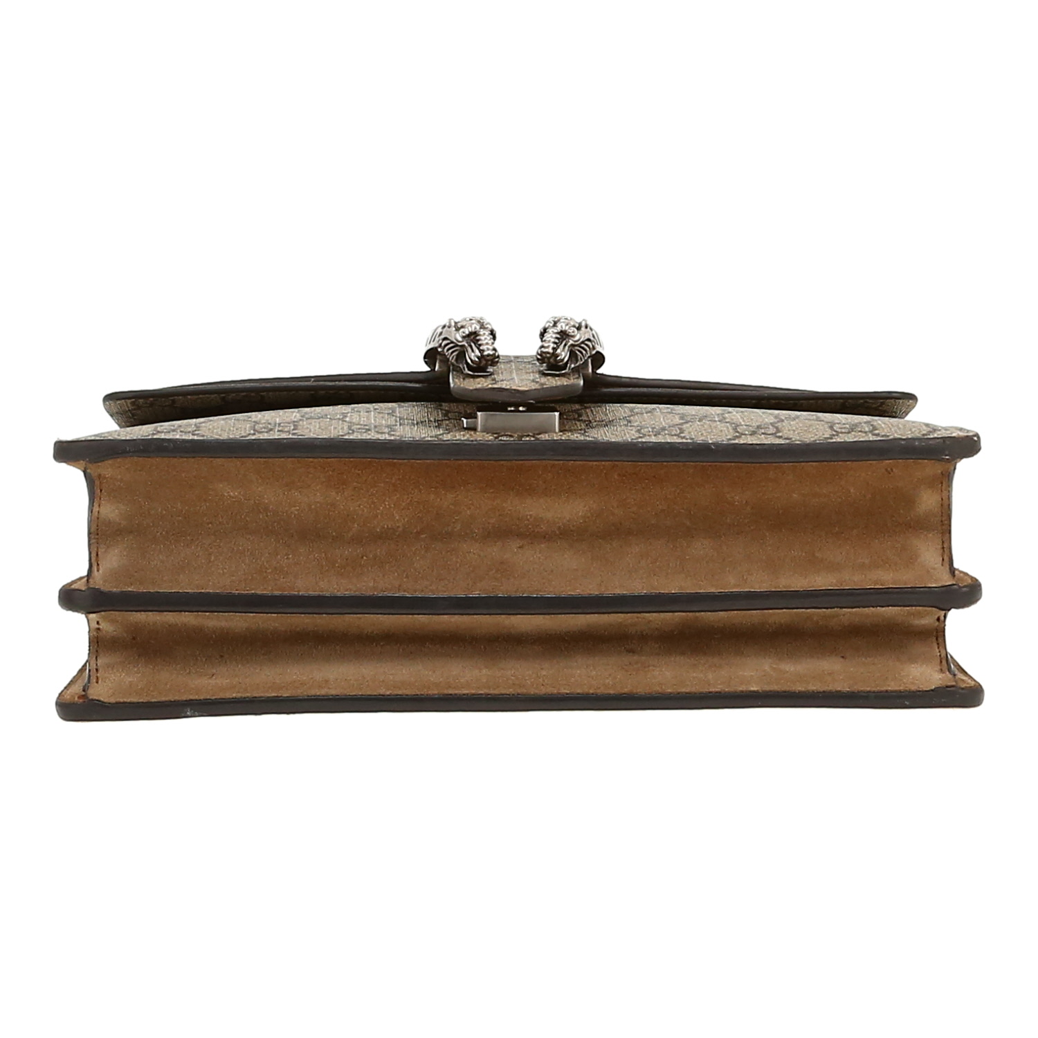 Gucci  Dionysus bag worn on the shoulder or carried in the hand  in beige "sûpreme GG" canvas  and brown suede - Detail D1