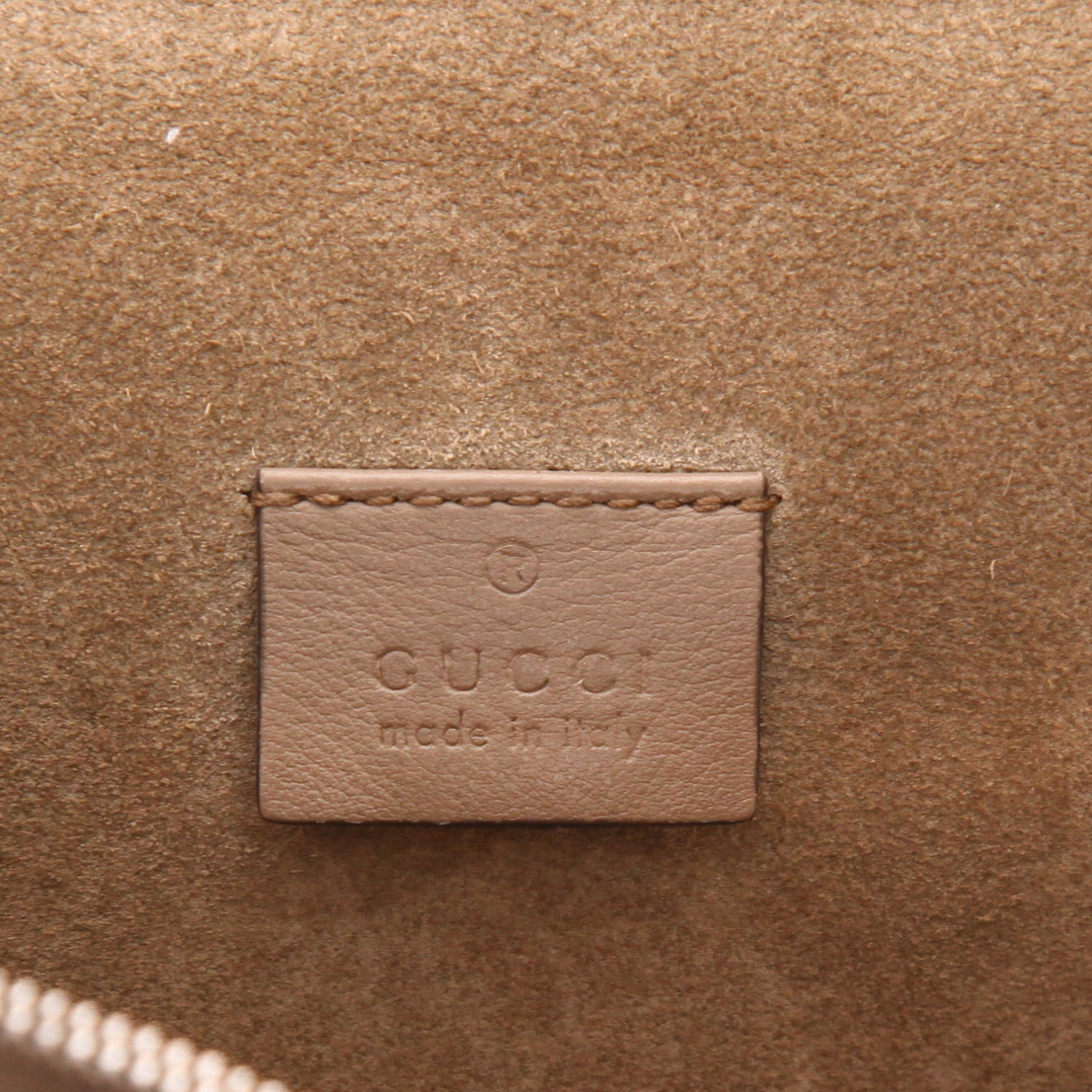 Gucci  Dionysus bag worn on the shoulder or carried in the hand  in beige "sûpreme GG" canvas  and brown suede - Detail D2