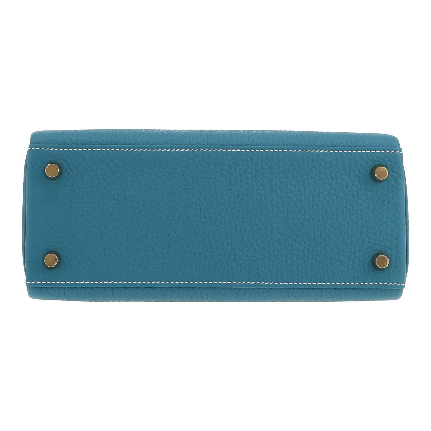 Sac à main Hermès  Kelly 25 cm en cuir togo bleu-jean - Detail D1