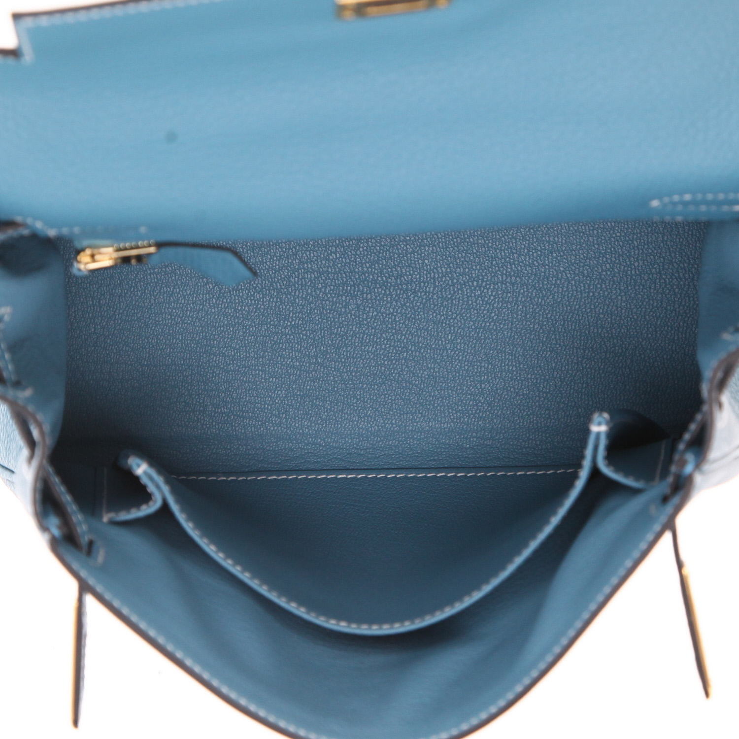 Borsa Hermès  Kelly 25 cm in pelle togo blu - Detail D3