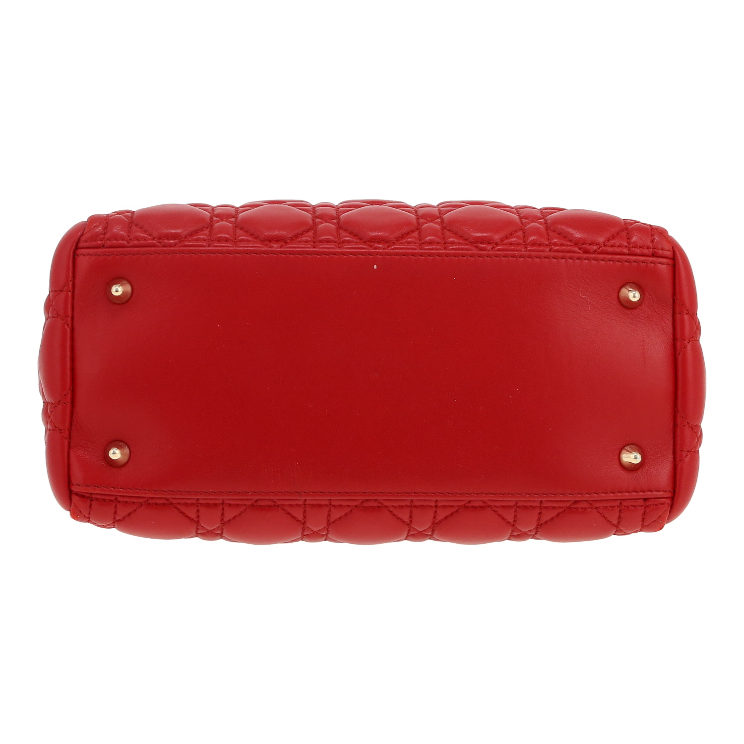 Sac à main Dior  Lady Dior moyen modèle  en cuir cannage rouge - Detail D1