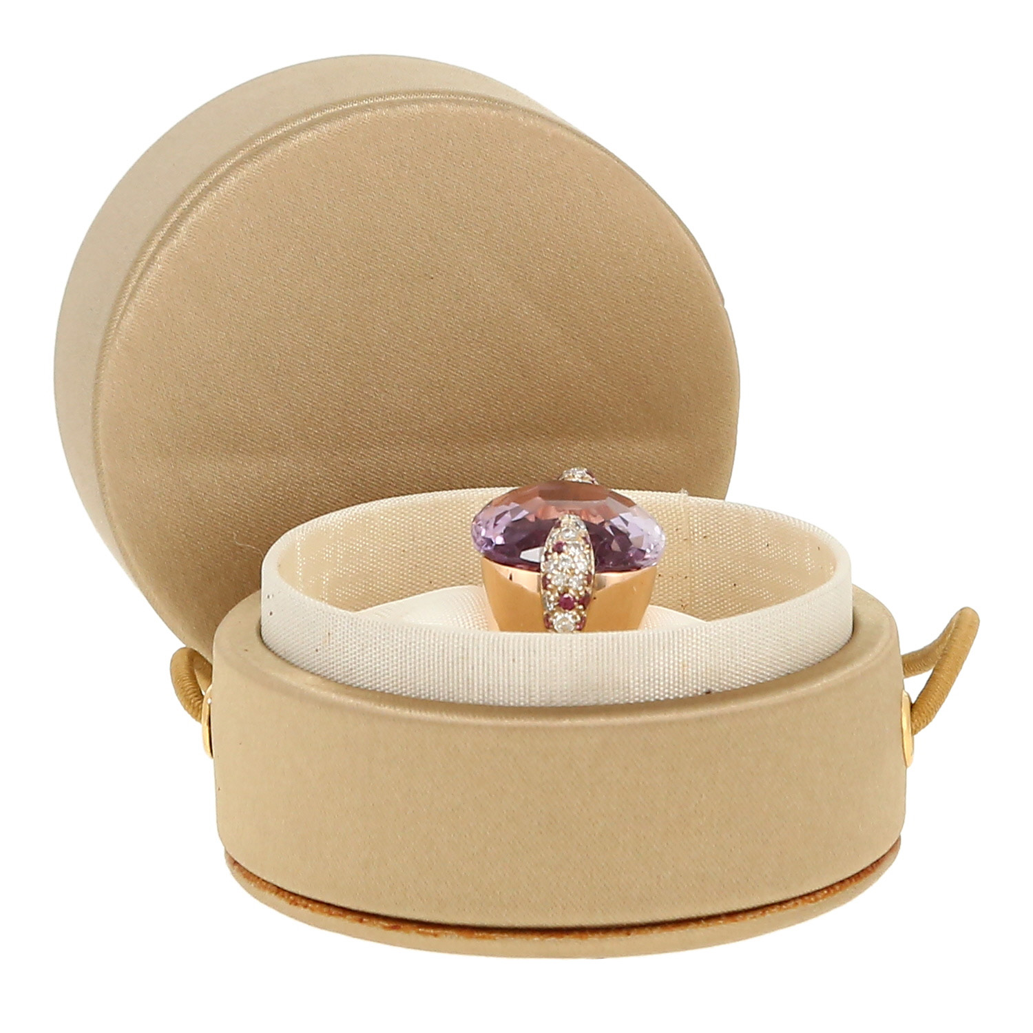 Pomellato Pin Up ring in pink gold, amethyst and diamonds - Detail D2