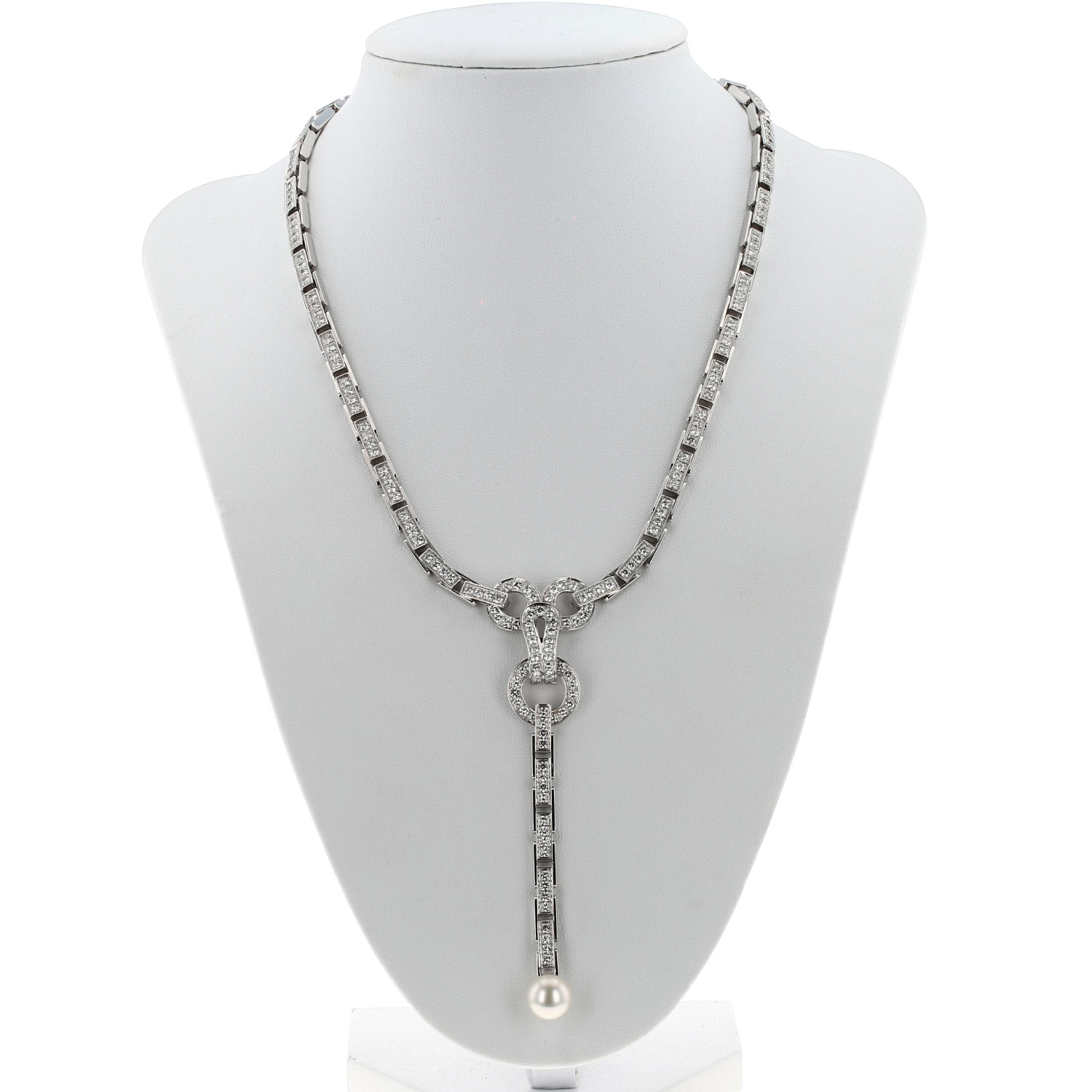 Collier à transformation Cartier Agrafe en or blanc, diamants et perles de culture - Detail D3