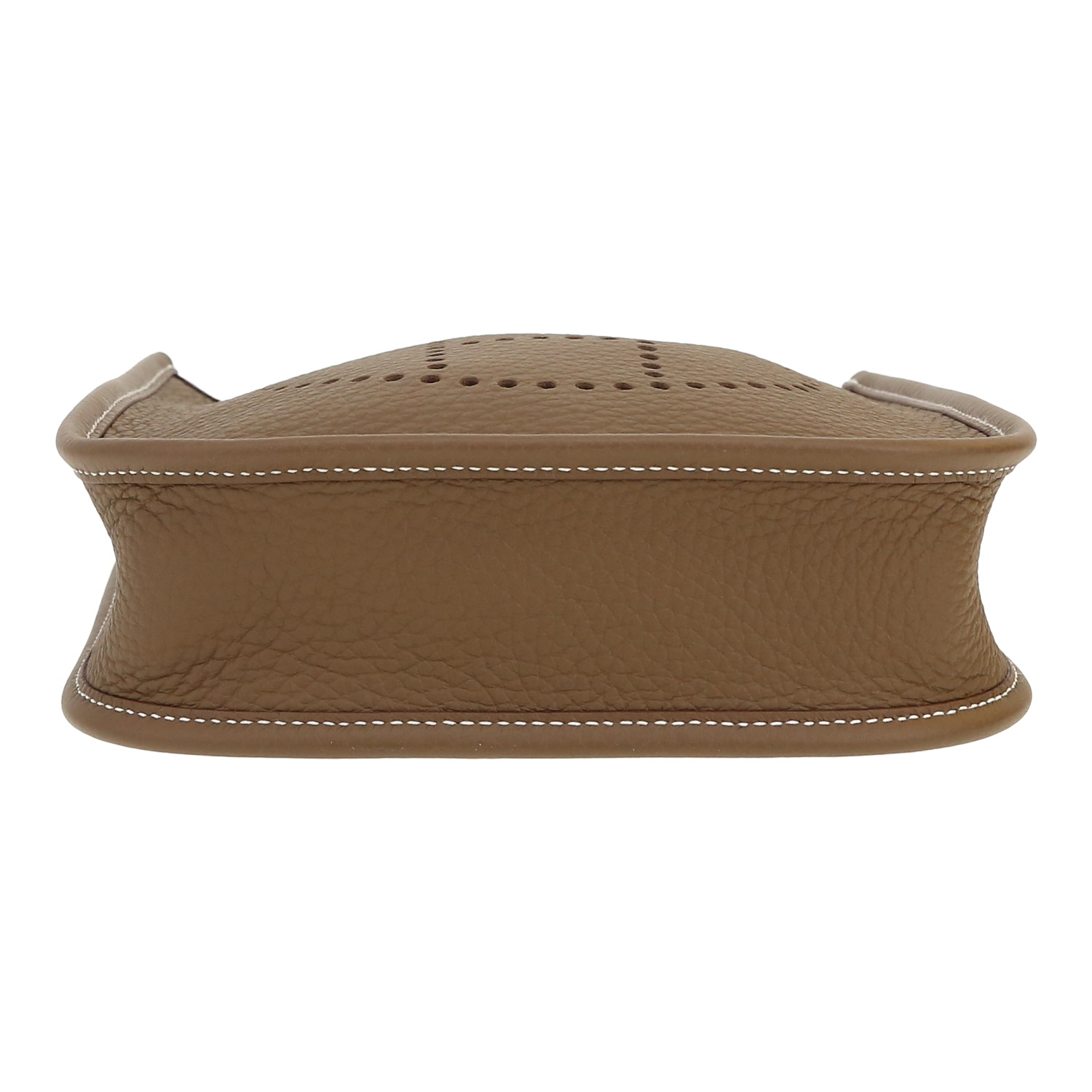Sac bandoulière Hermès  Mini Evelyne en cuir taurillon clémence étoupe - Detail D1