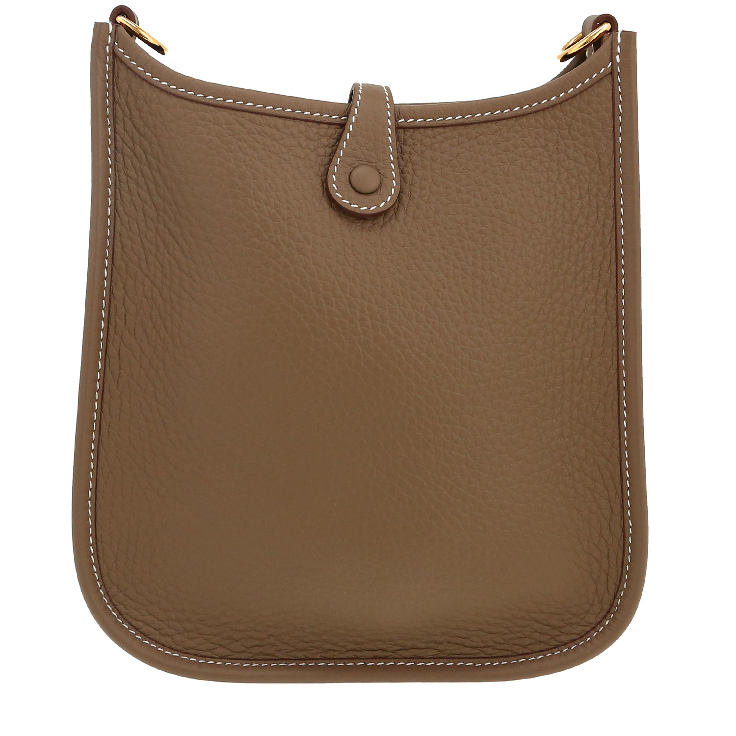 Bolso bandolera Hermès  Mini Evelyne en cuero taurillon clémence marrón etoupe - Detail D4