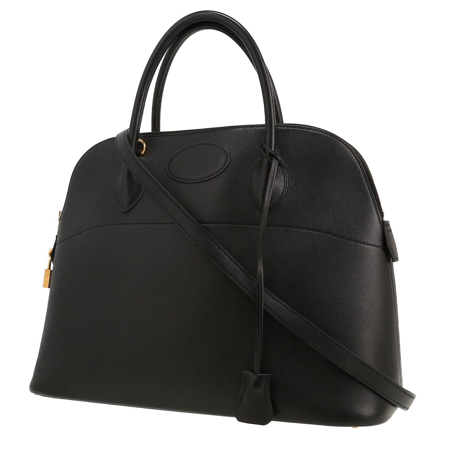 Hermès Bolide 35 cm handbag in black Swift leather