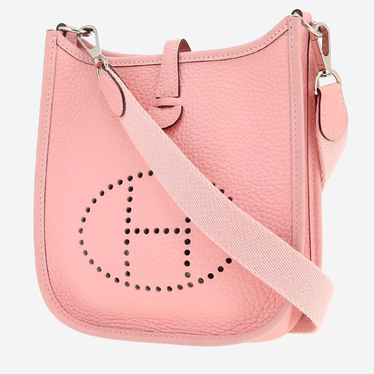 Sac bandoulière Hermès  Mini Evelyne en cuir taurillon clémence Rose Sakura
