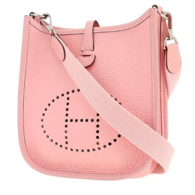 Hermès  Mini Evelyne shoulder bag  in Rose Sakura leather taurillon clémence