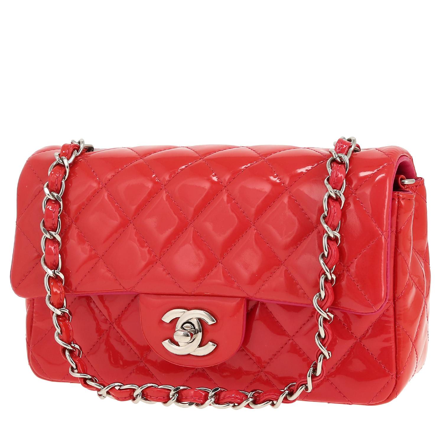 Chanel  Mini Timeless shoulder bag  in red patent quilted leather