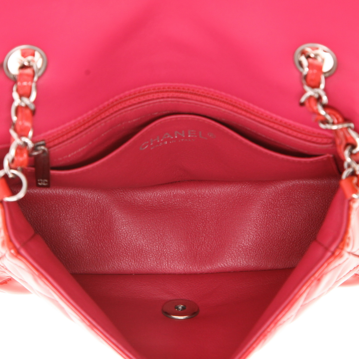 Borsa a tracolla Chanel  Mini Timeless in pelle verniciata e foderata rossa - Detail D3