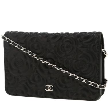 Bolso bandolera Chanel  Wallet on Chain en cuero acolchado negro