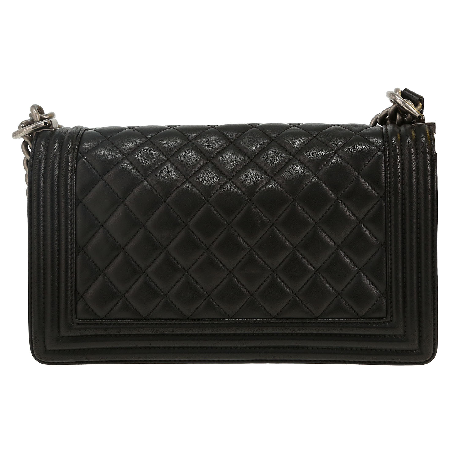 Bolso bandolera Chanel Boy en cuero acolchado negro - Detail D4