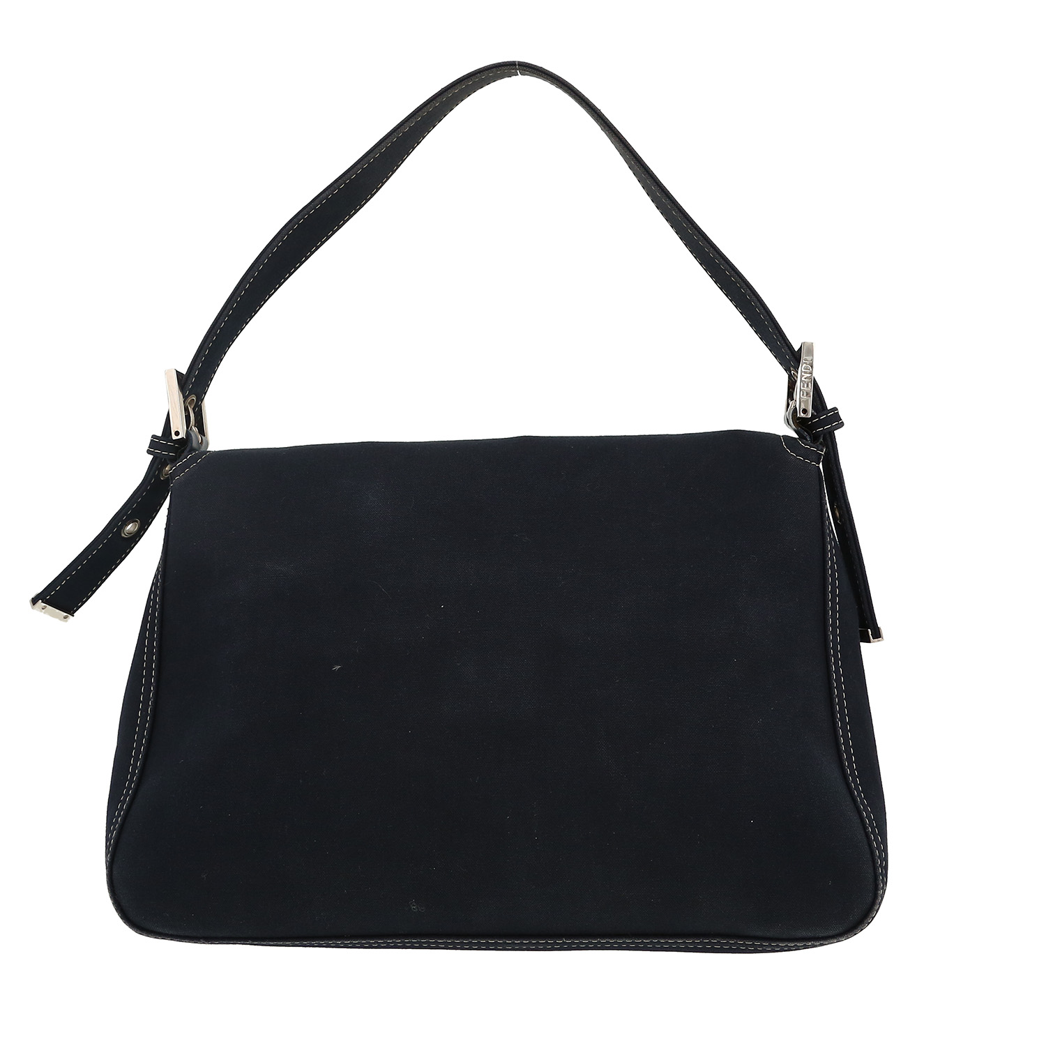 Fendi Mamma Baguette handbag in navy blue canvas - Detail D4