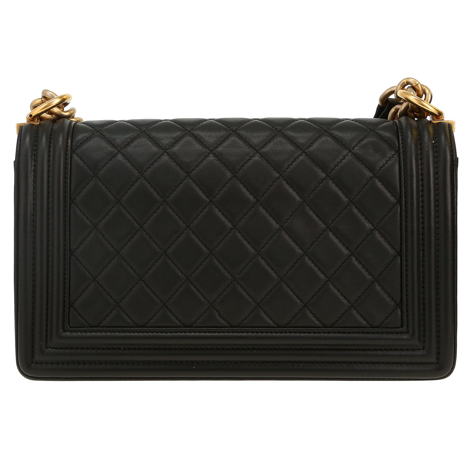 Bolso bandolera Chanel Boy en cuero acolchado negro - Detail D4