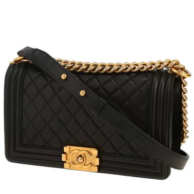 Chanel  Boy shoulder bag  in black quilted leather