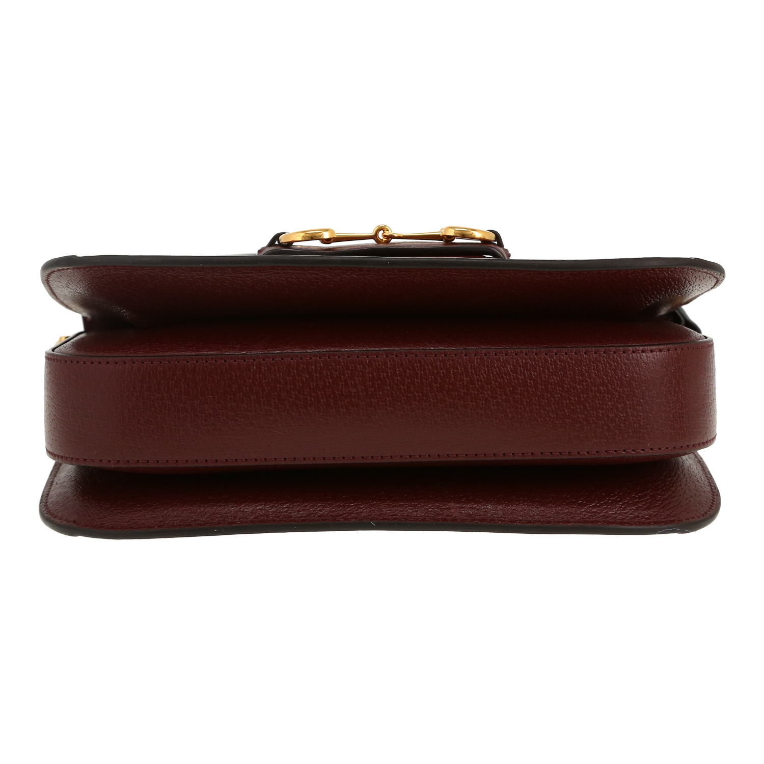 Sac bandoulière Gucci 1955 Horsebit petit modèle en toile sûpreme GG bordeaux et cuir bordeaux - Detail D1