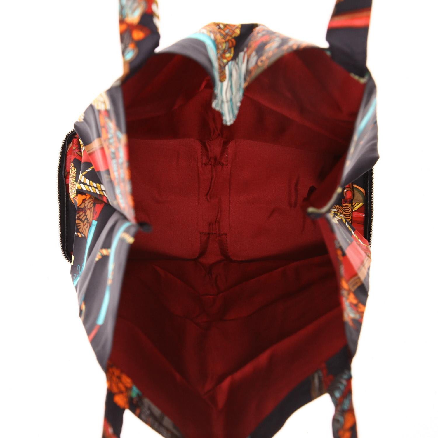 Hermès  Silky Pop - Shop Bag shopping bag  in black printed canvas  and black grained leather - Detail D3