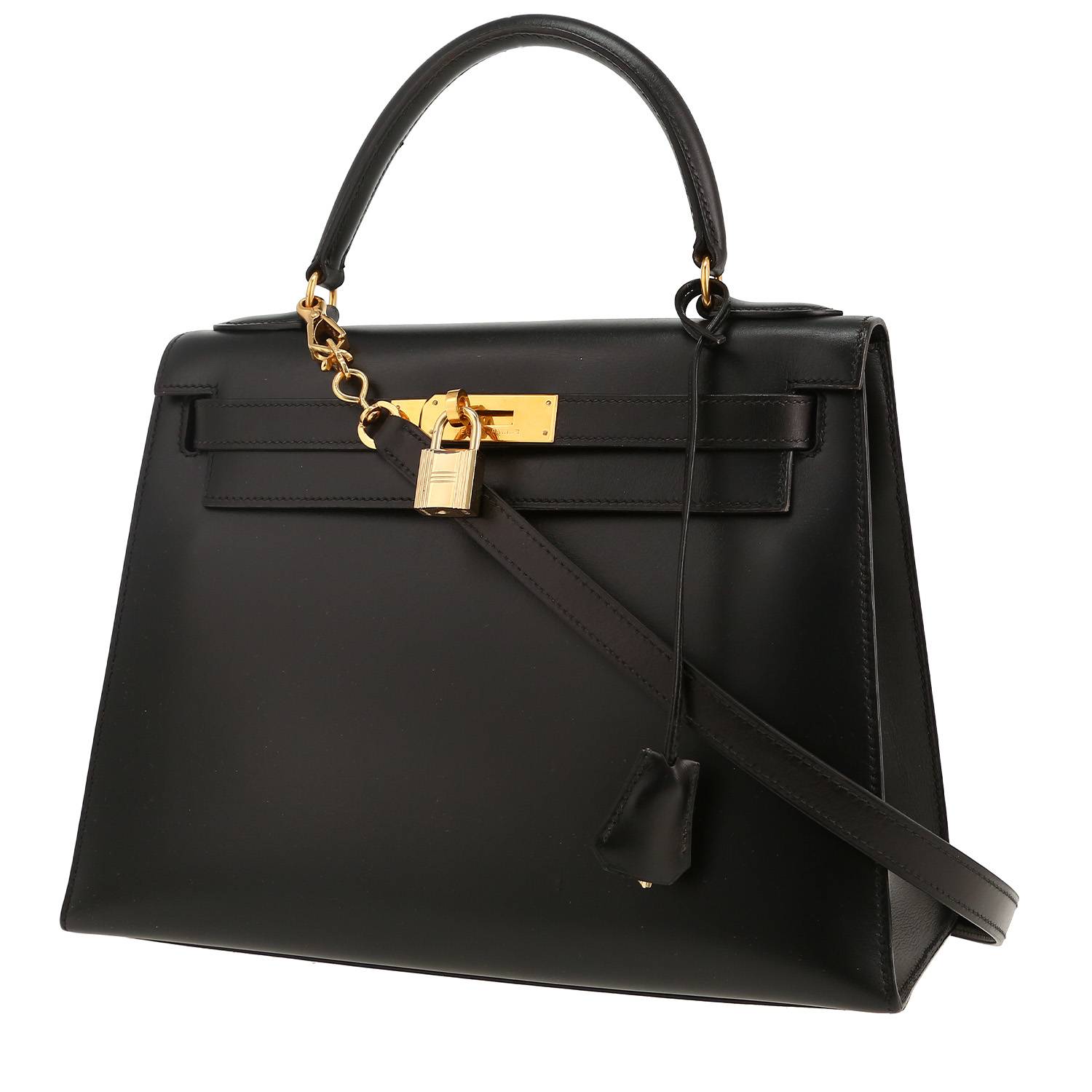 Sac à main Hermès  Kelly 28 cm en cuir box noir