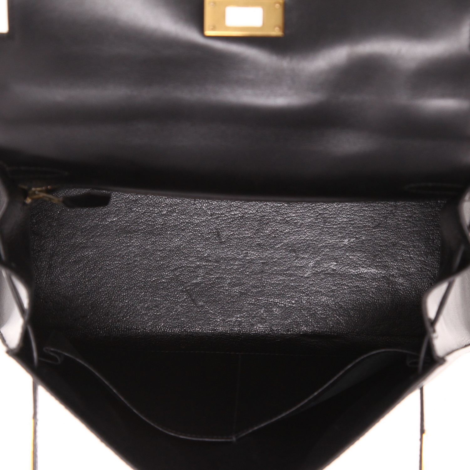 Bolso de mano Hermès  Kelly 28 cm en cuero box negro - Detail D3