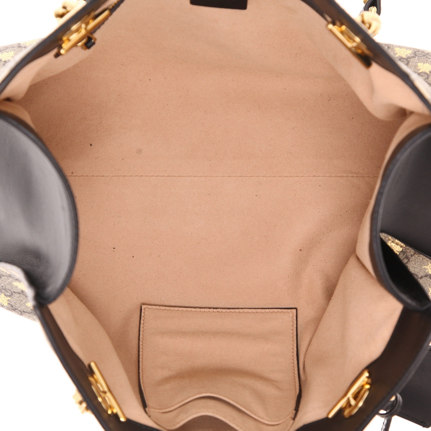 Sac cabas Gucci  Padlock en toile monogram beige et cuir noir - Detail D3