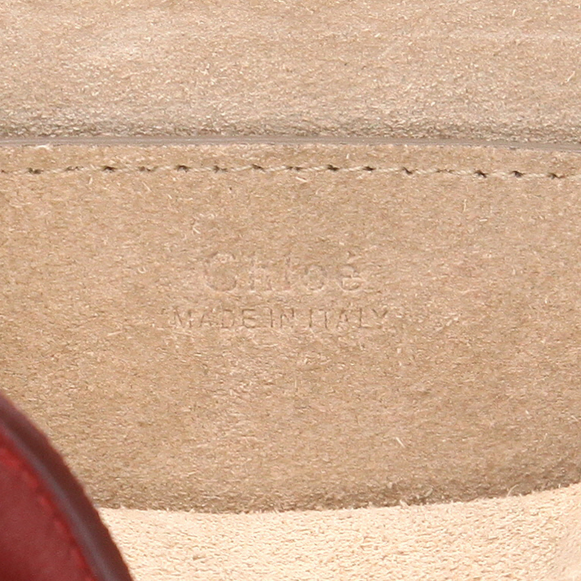 Chloé  Drew shoulder bag  in burgundy leather - Detail D2
