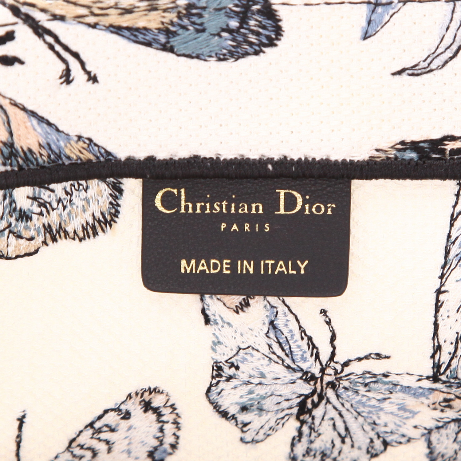 Sac cabas Dior Book Tote grand modèle en toile blanche et bleue - Detail D2