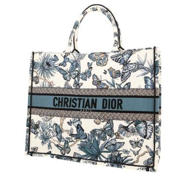Shopping bag Dior  Book Tote modello grande  in tela bianca e blu