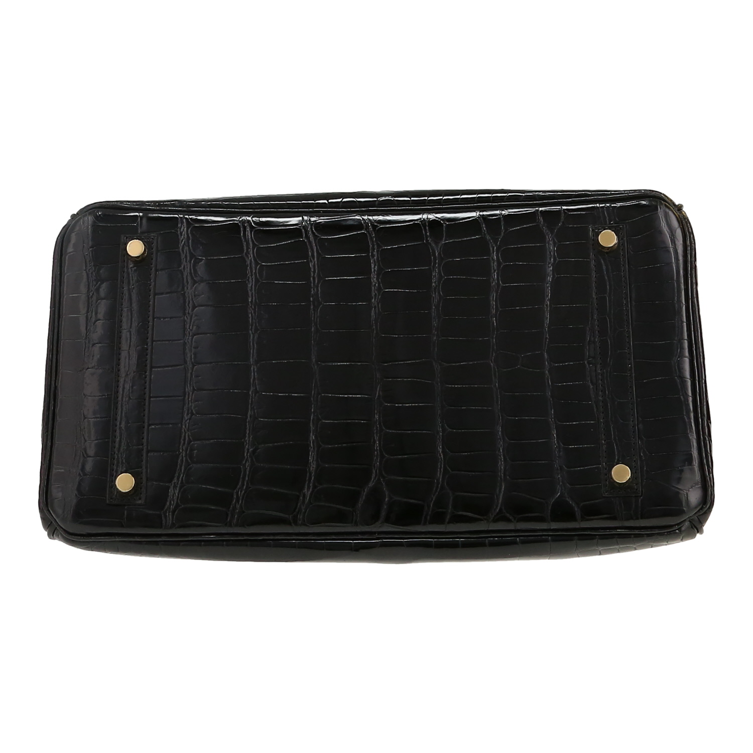 Sac à main Hermès  Birkin 35 cm en crocodile porosus noir - Detail D1