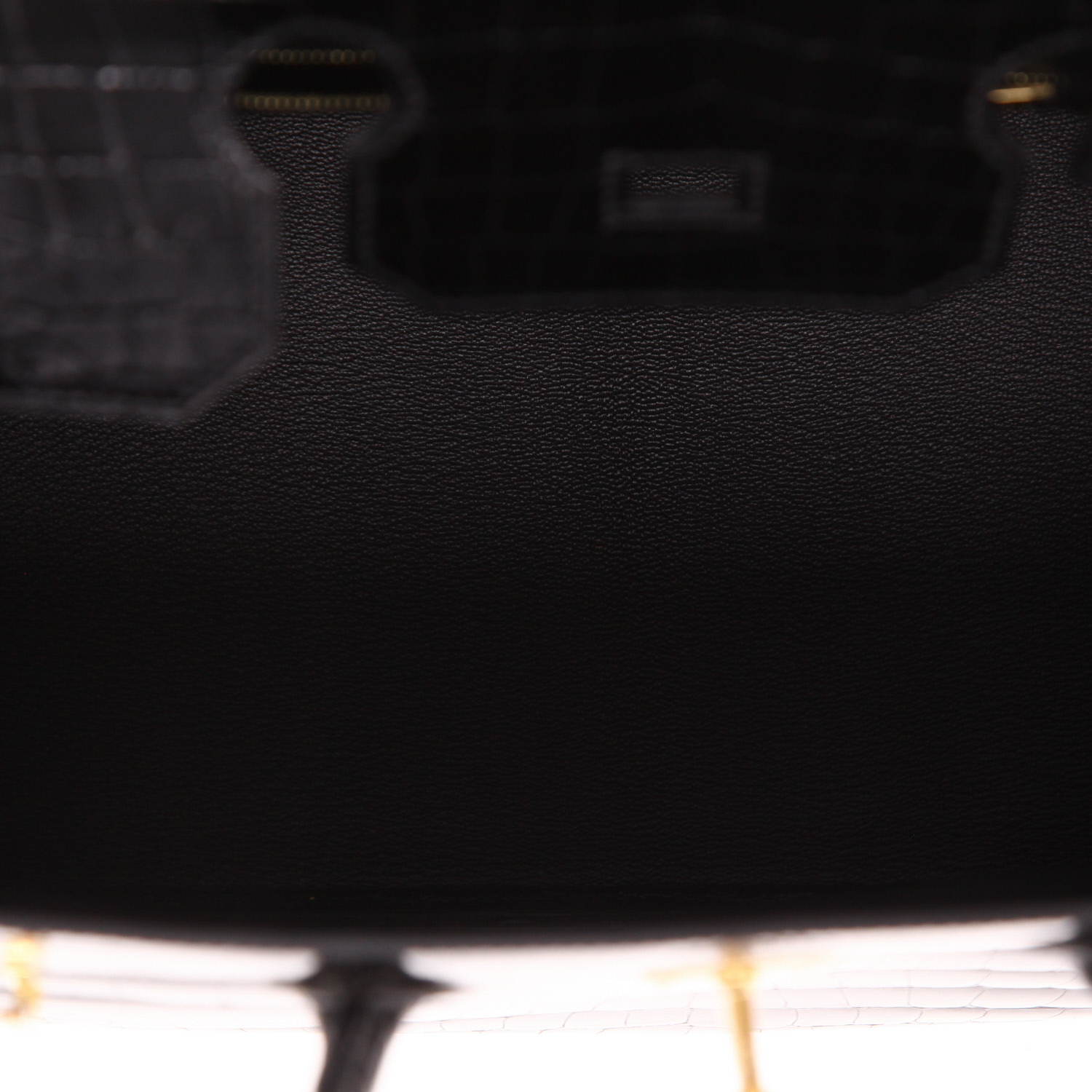 Bolso de mano Hermès  Birkin 35 cm en cocodrilo porosus negro - Detail D4
