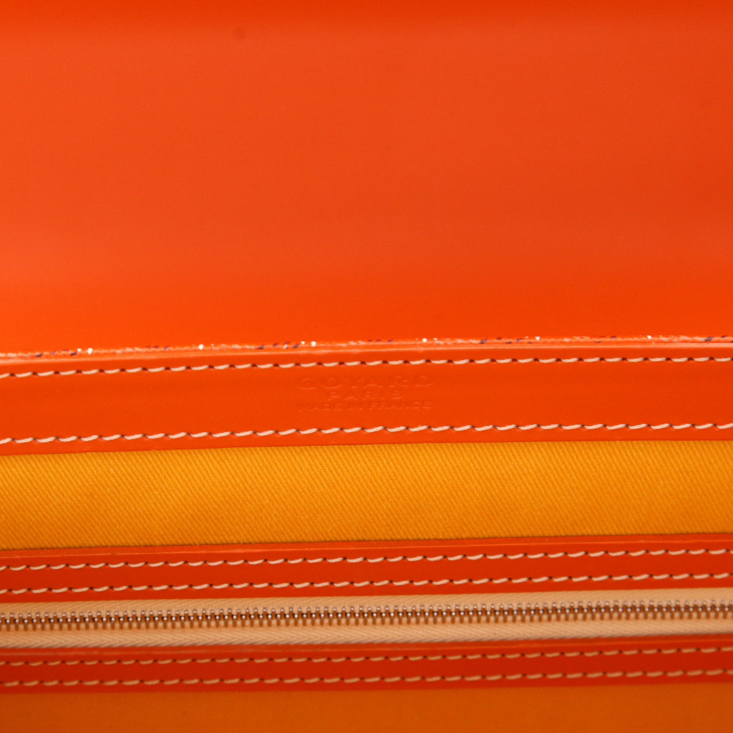 Sac à main Goyard  Saigon en toile Goyardine orange et cuir orange - Detail D2