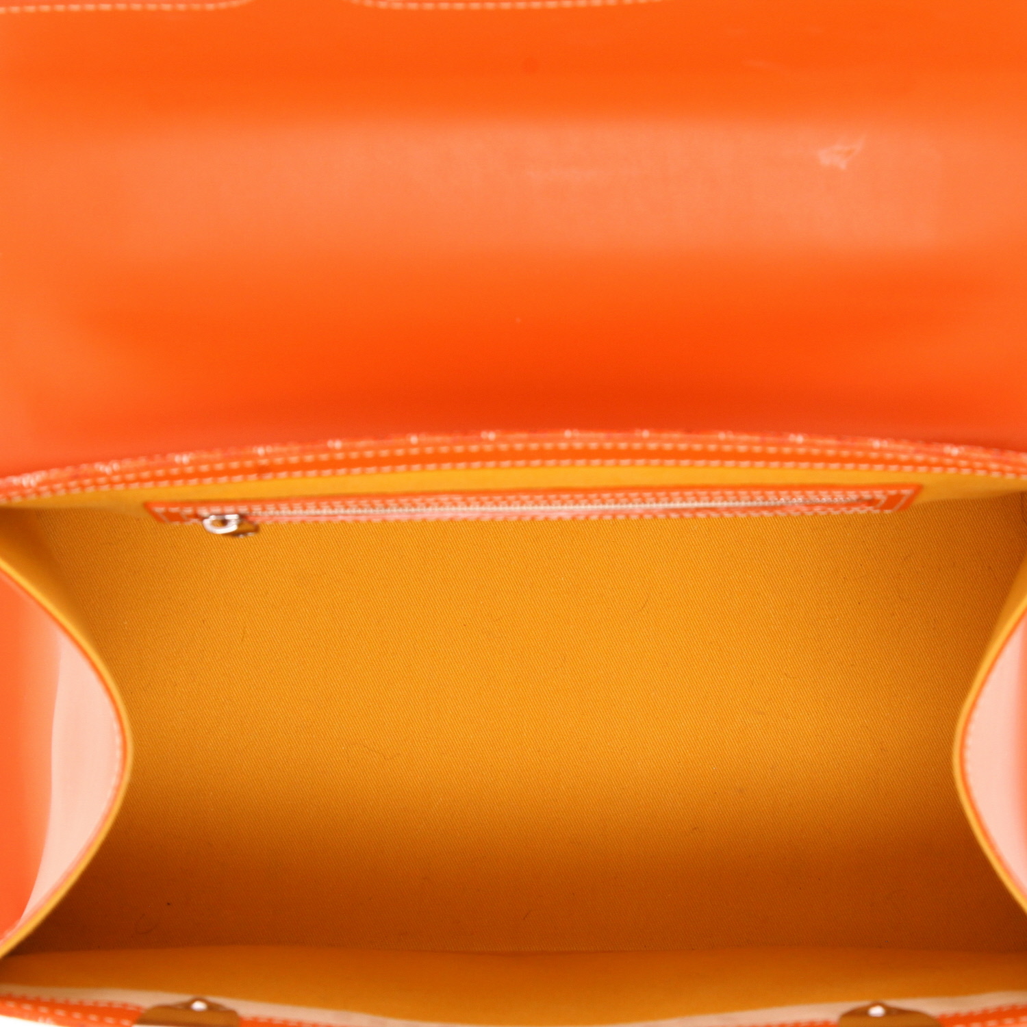 Sac à main Goyard  Saigon en toile Goyardine orange et cuir orange - Detail D3
