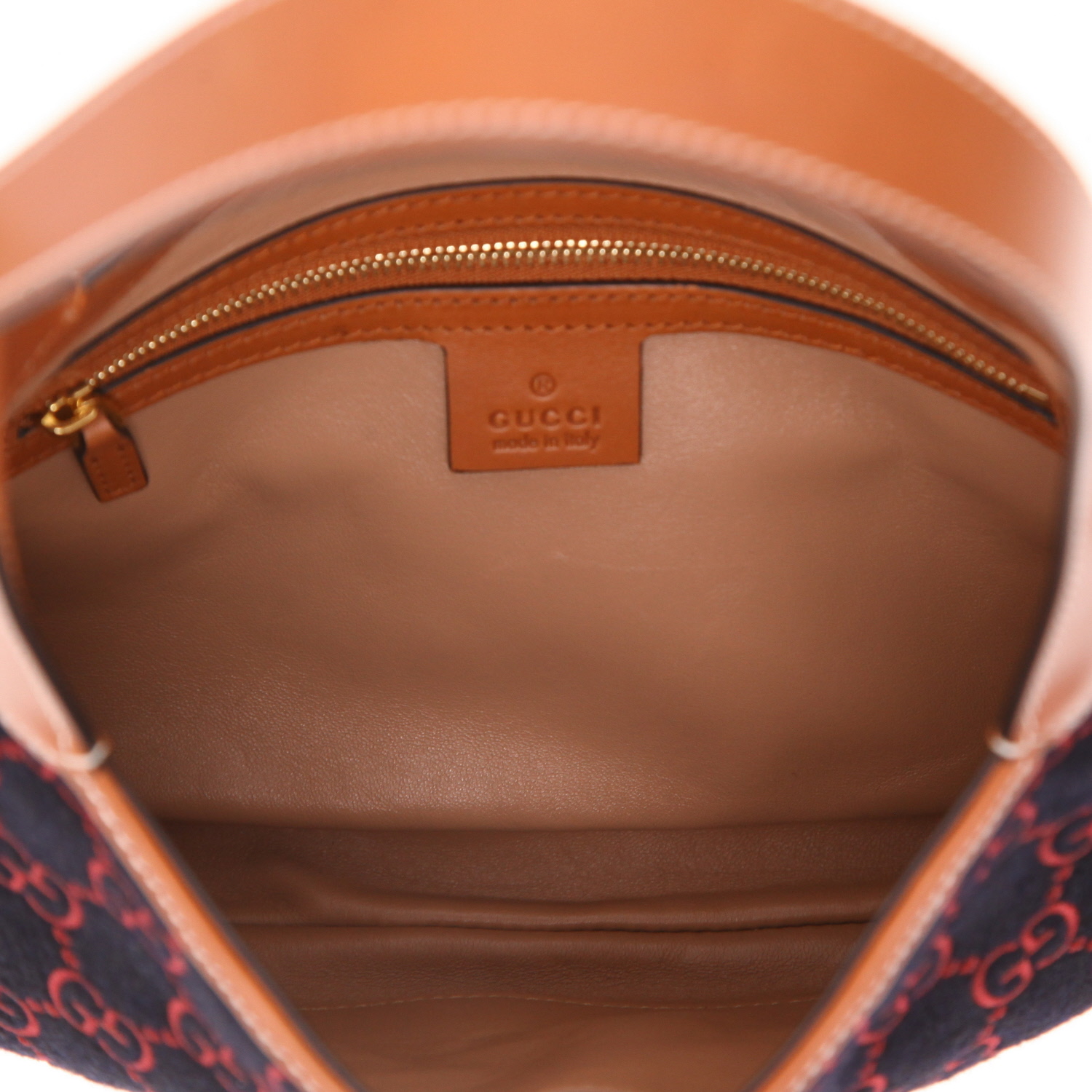 Sac à main Gucci  Jackie 1961 en feutrine noire et rouge et cuir marron - Detail D3