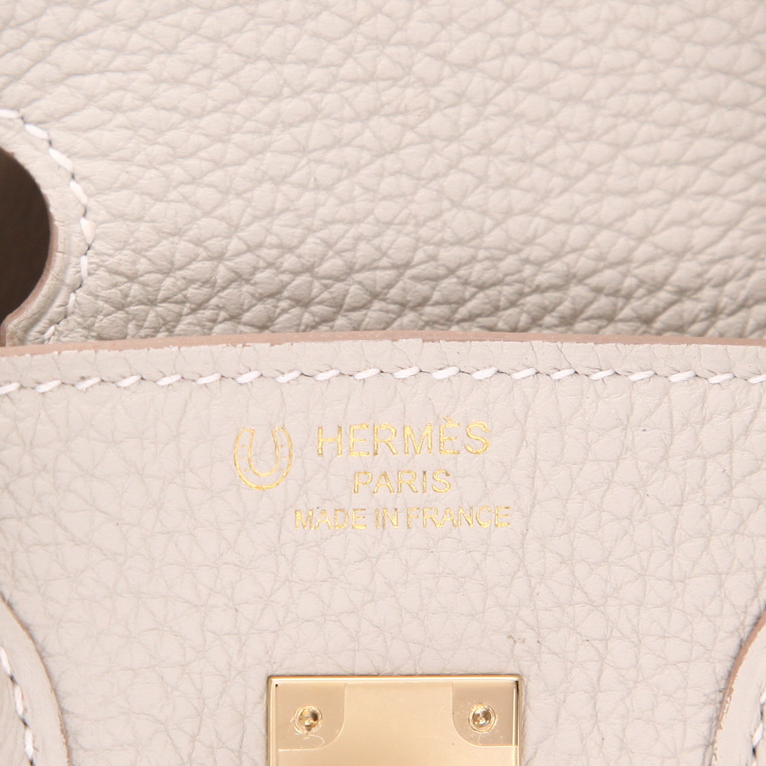 Sac à main Hermès  Birkin 25 cm en cuir togo Gris Perle - Detail D2