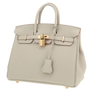Bolso de mano Hermès  Birkin 25 cm en cuero togo Gris Perle