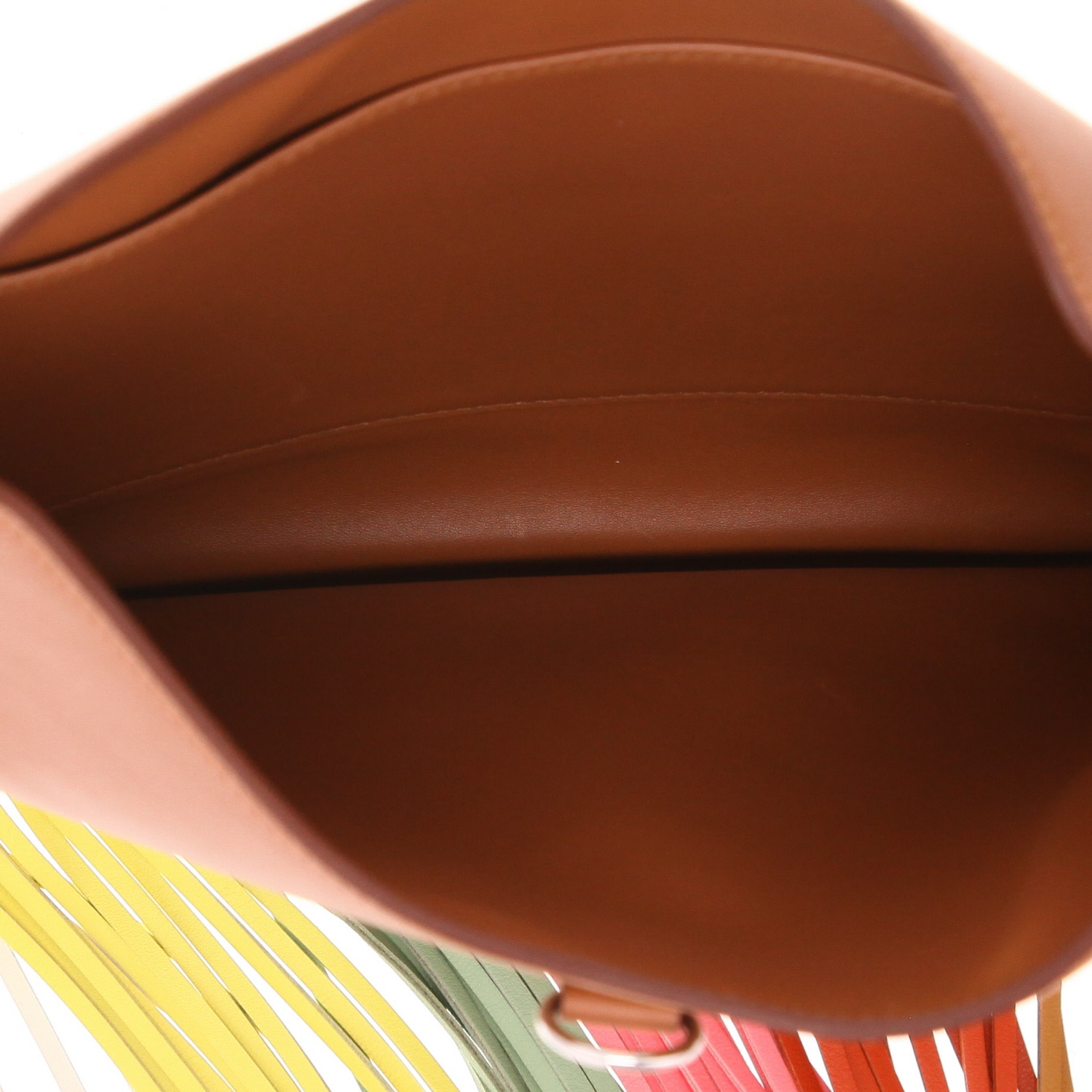 Hermès  Trim Anate handbag  in gold Swift leather  and multicolor leather - Detail D3