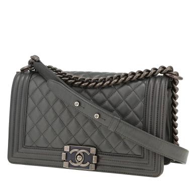 Sac bandoulière Chanel  Boy en cuir matelassé gris métallisé