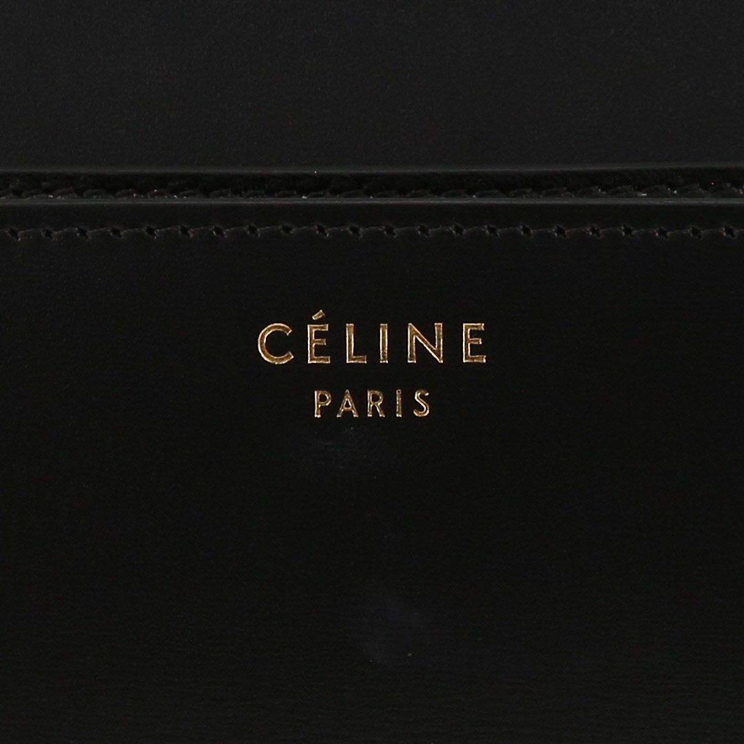 Sac bandoulière Celine Classic Box en cuir box noir - Detail D9