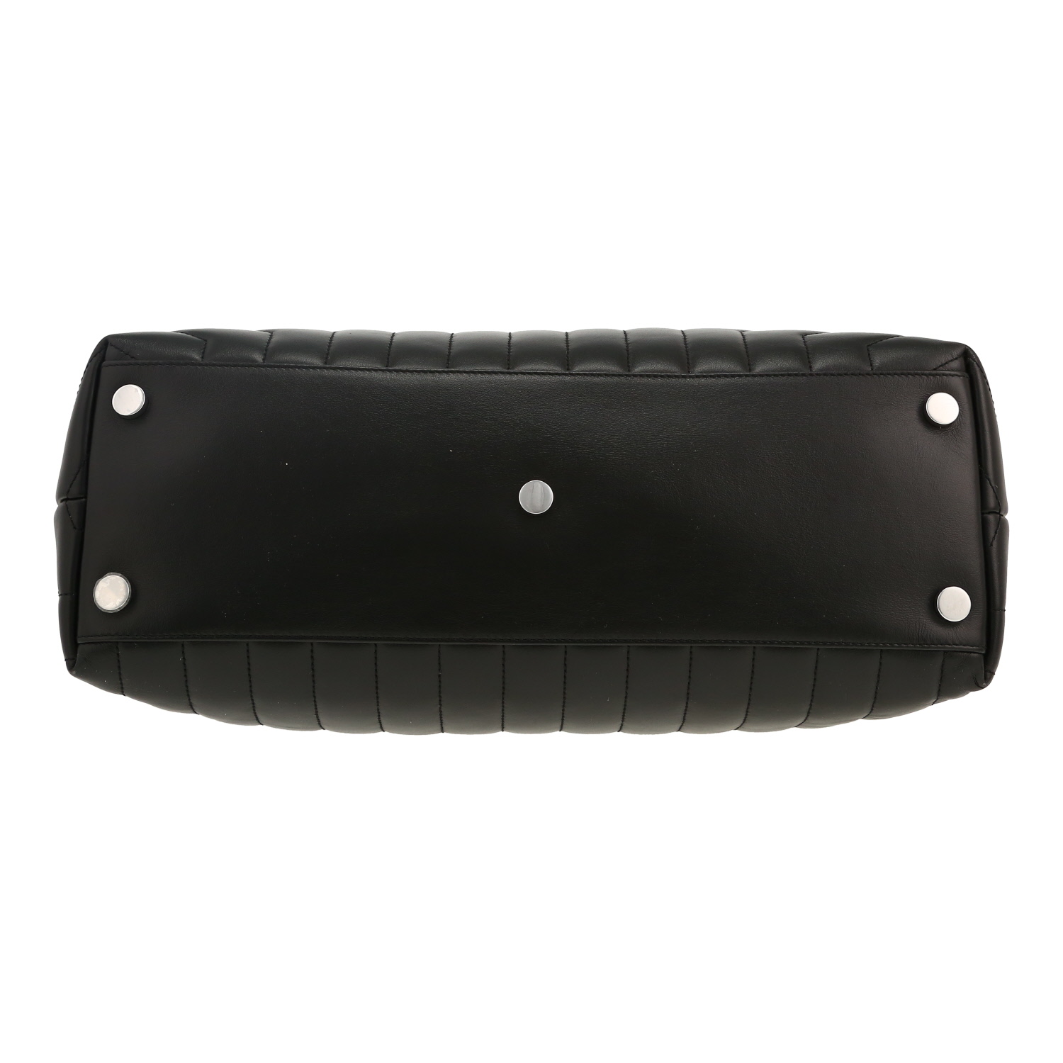 Sac bandoulière Saint Laurent  Loulou grand modèle  en cuir matelassé chevrons noir - Detail D1