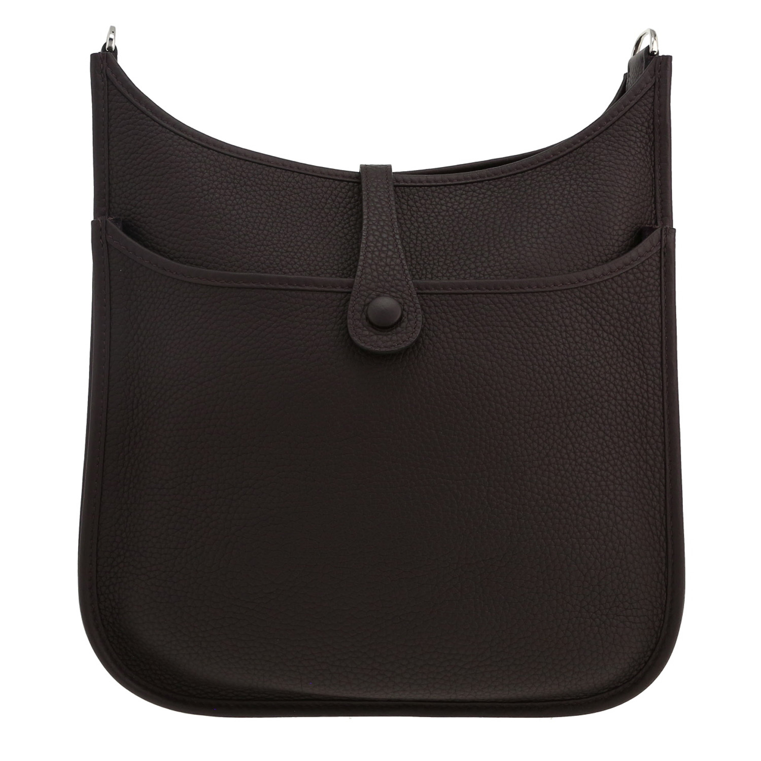 Sac bandoulière Hermès  Evelyne III en cuir togo Prunoir - Detail D4