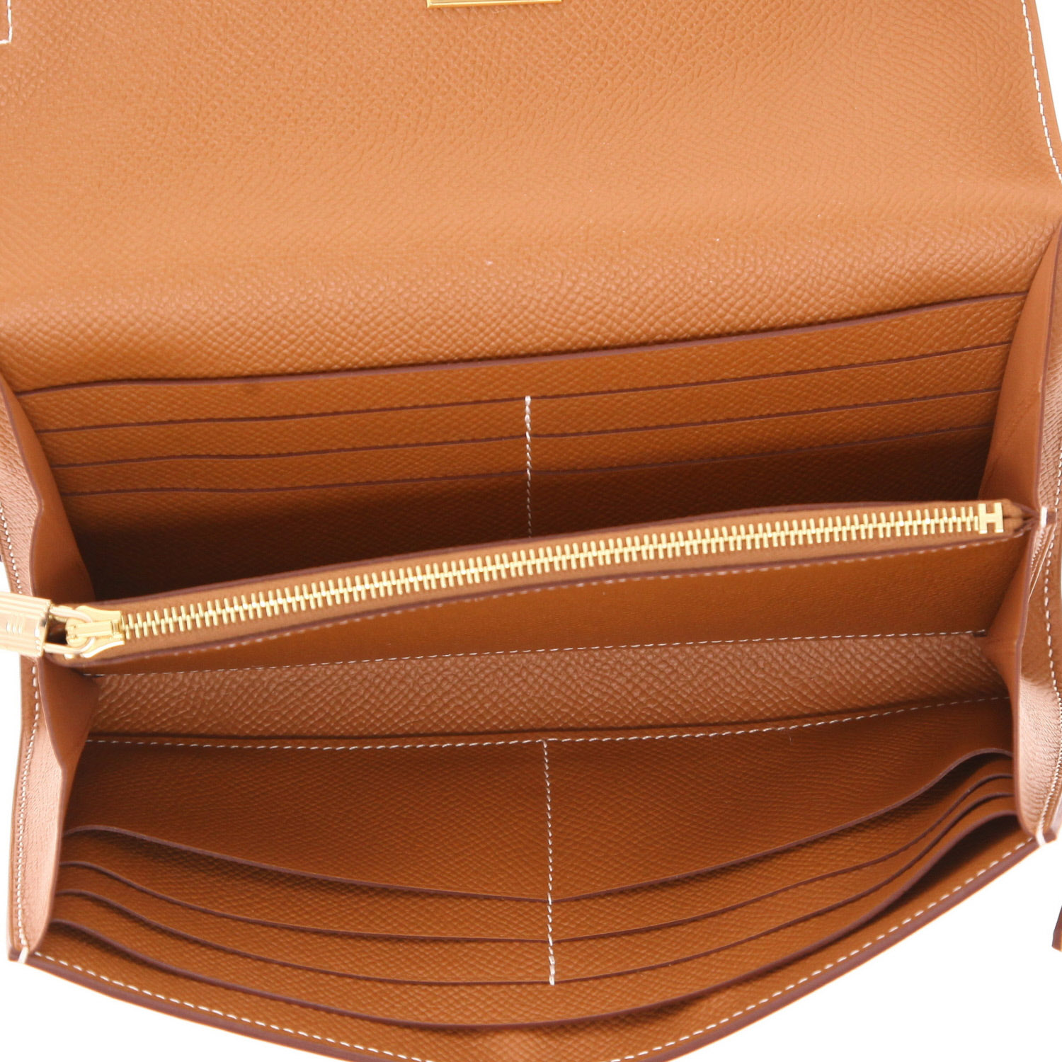 Billetera Hermès  Kelly wallet en cuero epsom color oro - Detail D3