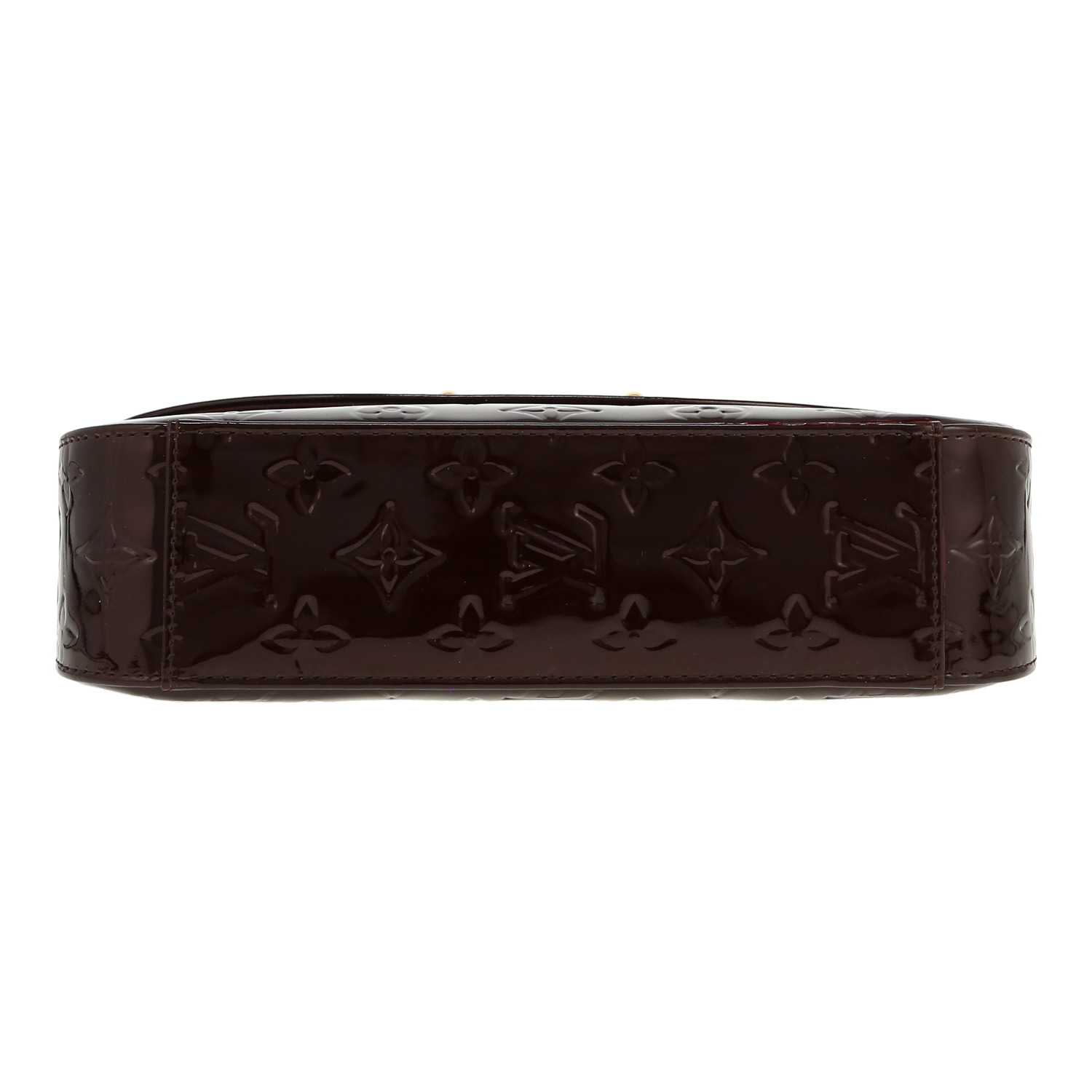 Sac à main Louis Vuitton  Rodeo Drive en cuir verni monogram aubergine et cuir naturel - Detail D1