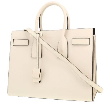 Bolso de mano Saint Laurent  Sac de jour modelo pequeño  en cuero blanco
