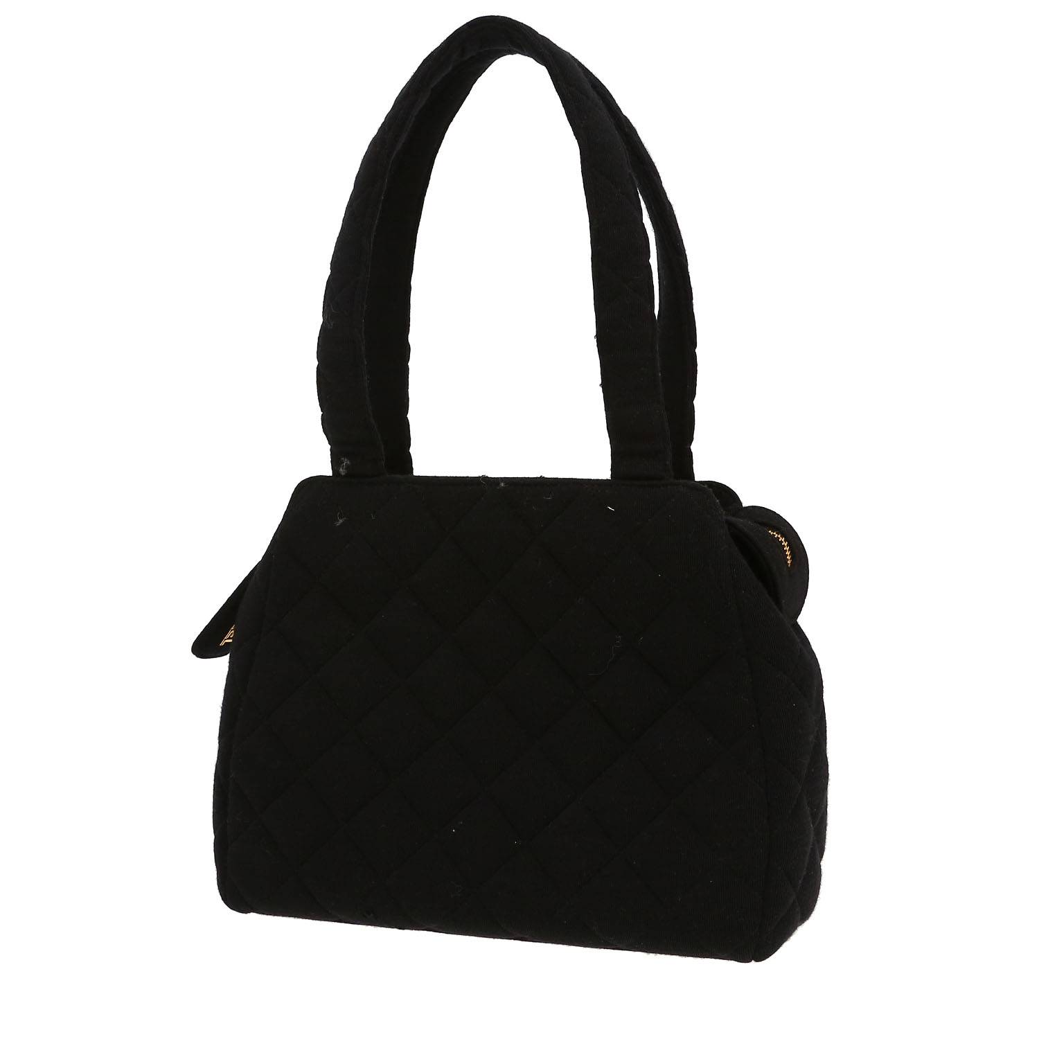 Bolso de mano Chanel  Vintage en tejido jersey negro