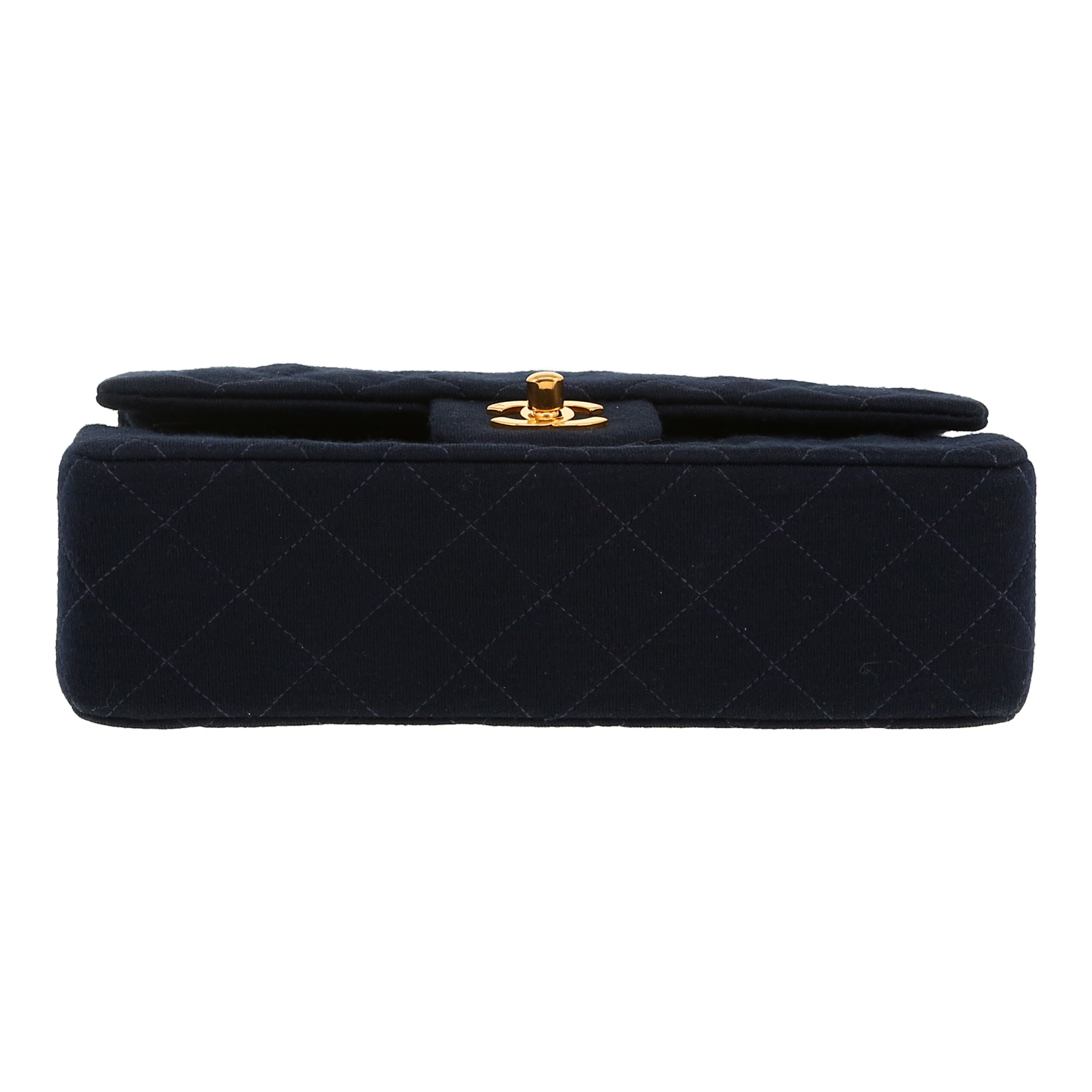 Chanel  Timeless Petit handbag  in navy blue jersey - Detail D1