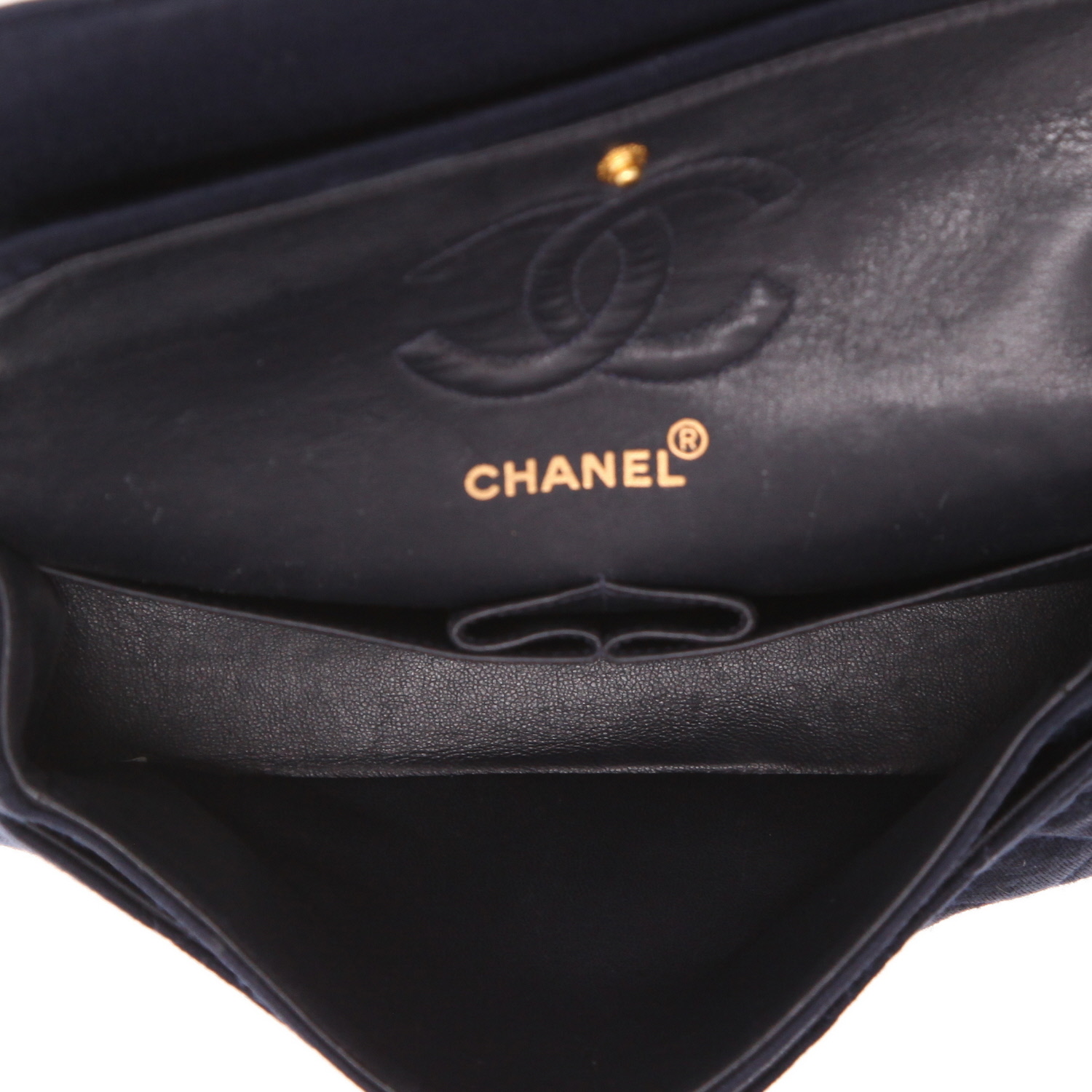 Borsa Chanel  Timeless Petit in jersey blu marino - Detail D3